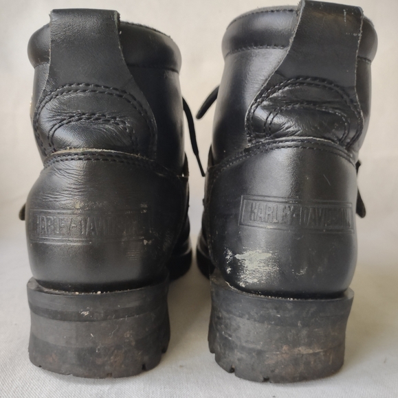 HARLEY DAVIDSON LADIES BLK LEATHER BIKER RIDING BOOTS SIZE 8 LACE & BUCKLE - Picture 5 of 12
